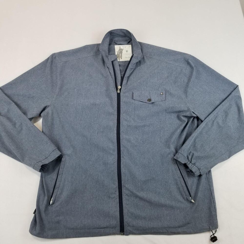 Linksoul Tempus Fugit Windbreaker Jacket Mens XL Blue Softshell Full Zip Golf